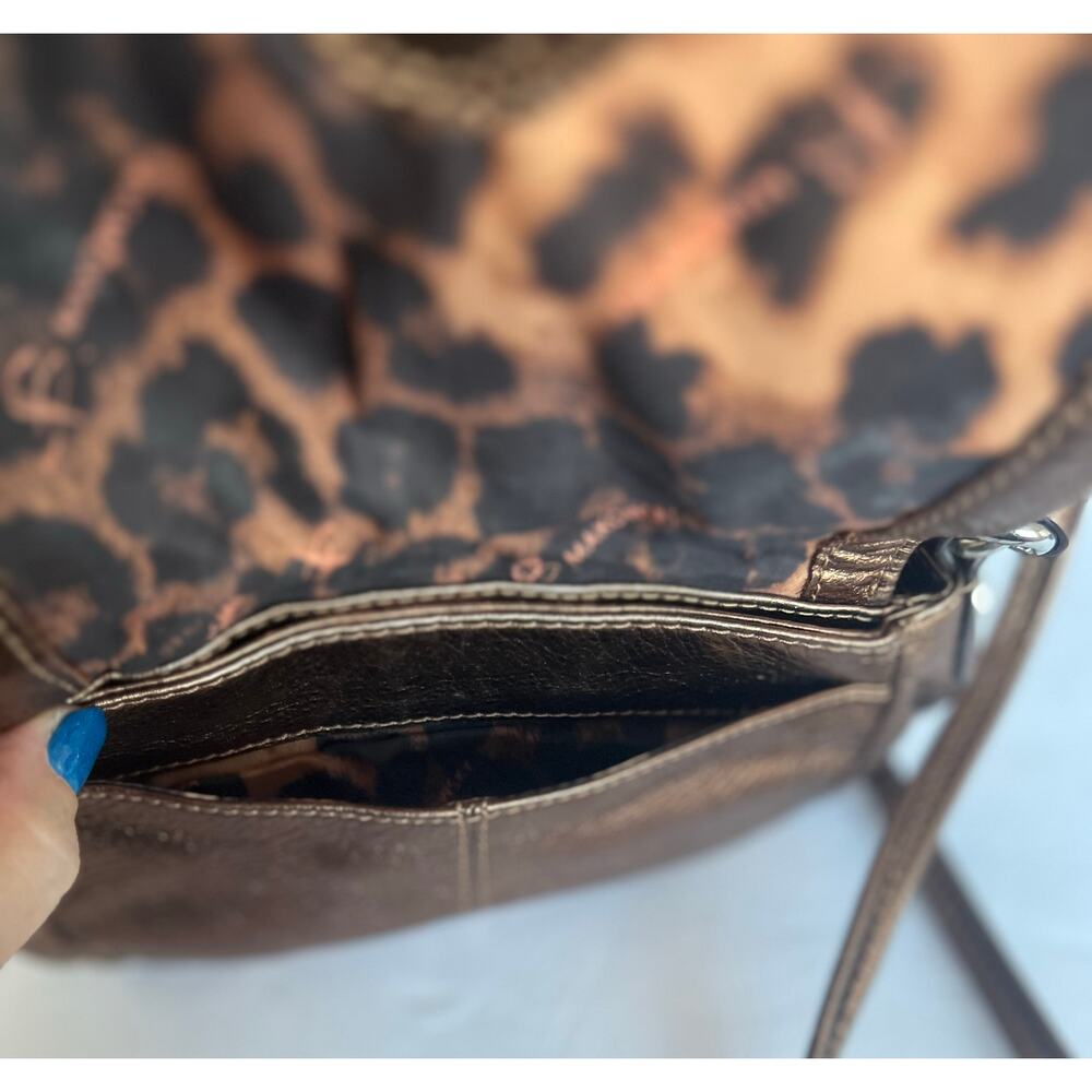 B‎ Makowsky Crossbody Bag Women Small Copper Excellent Metallic Leather Chain - Picture 6 of 13